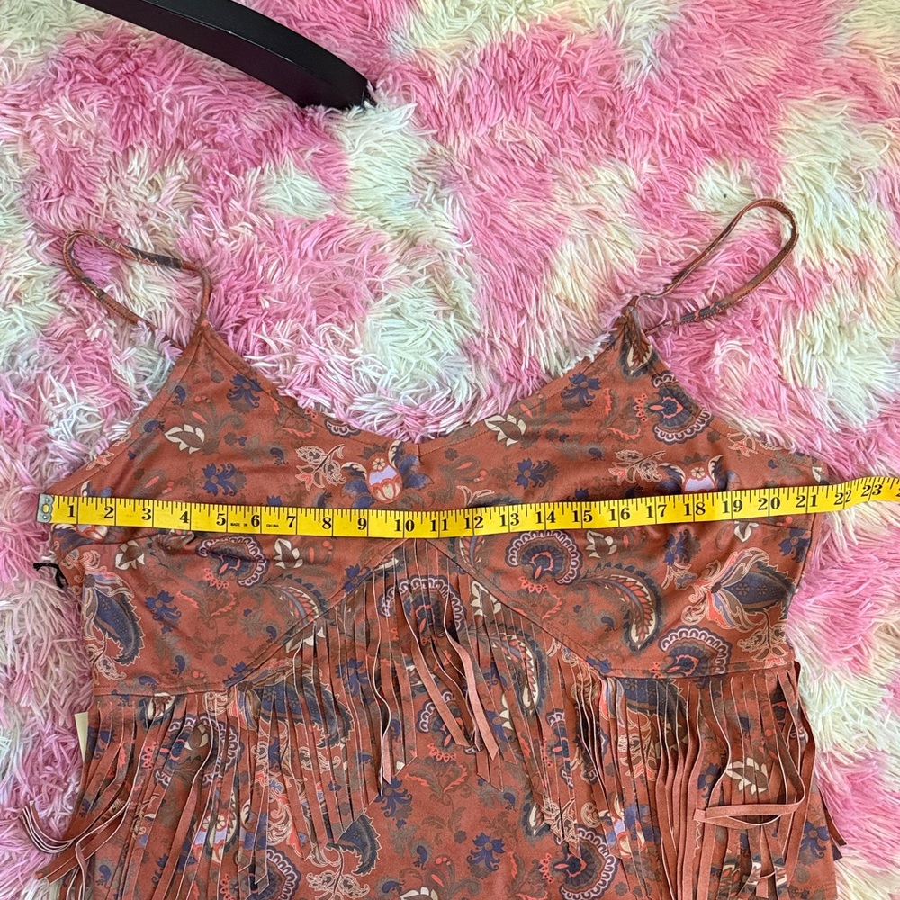Idyllwind Rust Paisley Fringe Tank Top - Picture 5 of 9